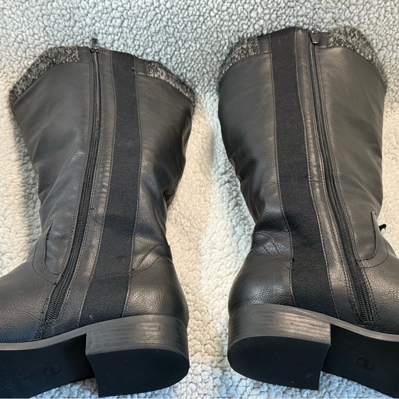 Torrid Knee-High Faux Leather Boots with Sweater Knit Cuffs - Picture 6 of 8